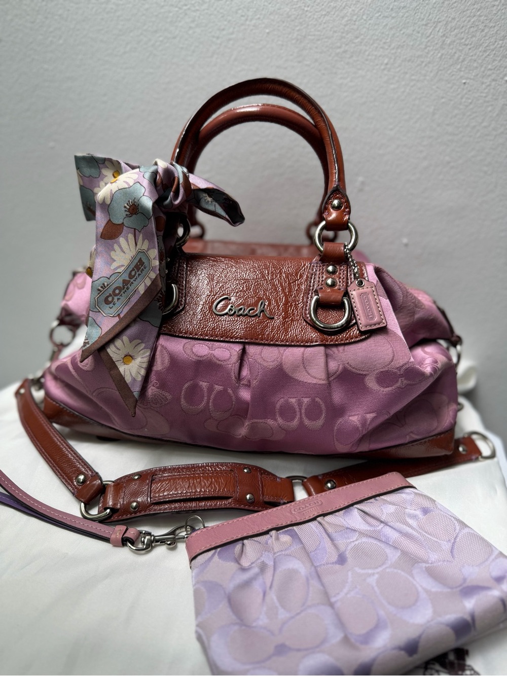 Coach Rare Butterfly Pilot ASHLEY Satchel Bag w/ Signature Monogram F18008P